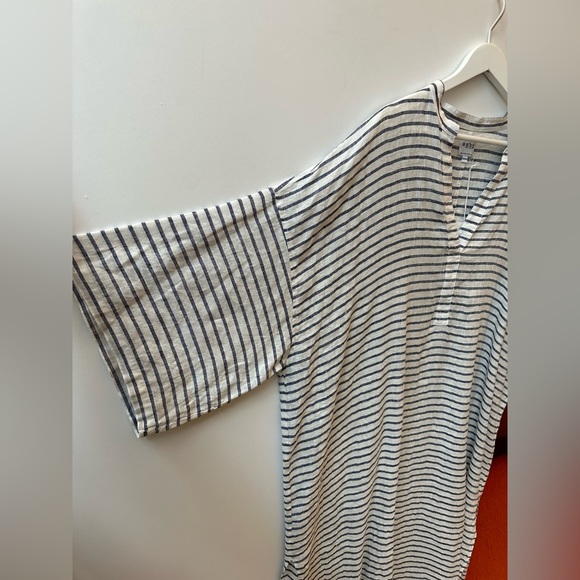 ESBY APPAREL- Gemma Sheer Striped 100% Linen Maxi Caftan Dress - 3X / 4X - Picture 9 of 15